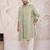 Men green silk blend jacquard dupatta with lace border