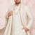Men cream silk blend jacquard dupatta with lace border
