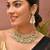 Gold plated kundan green stones necklace set