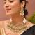 Gold plated kundan green stones necklace set