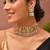 Gold plated kundan green stones choker set