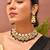 Gold plated kundan green stones necklace set