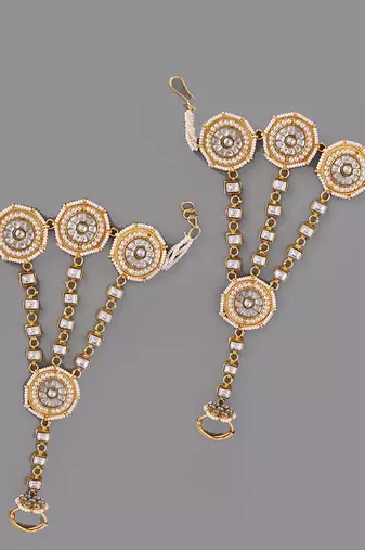 Gold plated kundan hathphool