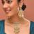 Gold plated kundan turquoise blue stones necklace set