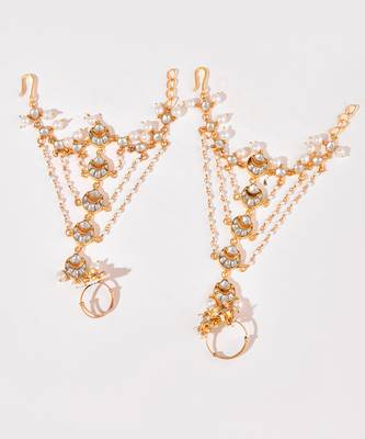 Gold plated kundan hathphool 2