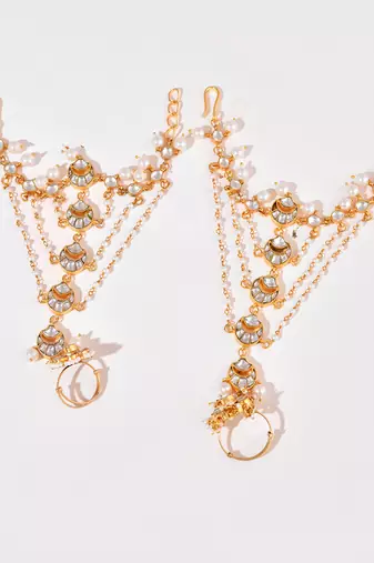 Gold plated kundan hathphool
