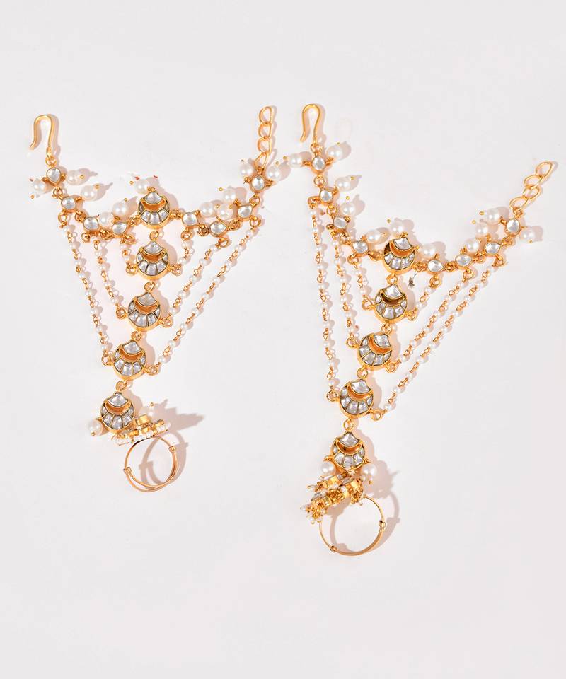 Gold plated kundan hathphool