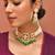Gold plated kundan green stones choker set