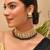 Gold plated kundan green stones choker set