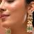 Gold plated kundan green stones necklace set
