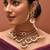 Gold plated kundan red stones necklace set