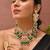 Gold plated kundan green stones necklace set