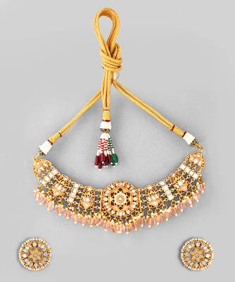 Gold plated kundan choker set 2