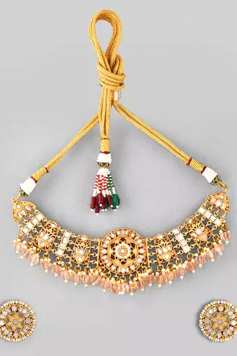 Gold plated kundan choker set