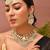 Gold plated kundan green stones necklace set