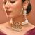 Gold plated kundan green stones choker set