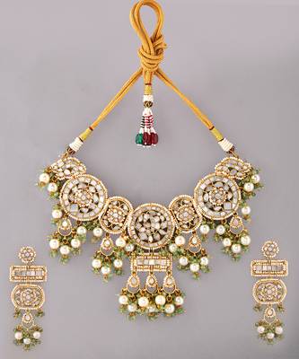Gold plated kundan necklace set 2