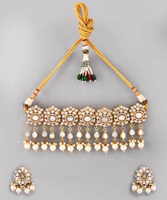 Gold plated kundan choker set 2
