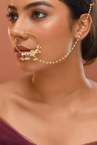 Gold plated kundan nath