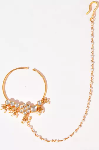 Gold plated kundan nath