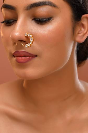 Gold plated kundan nath