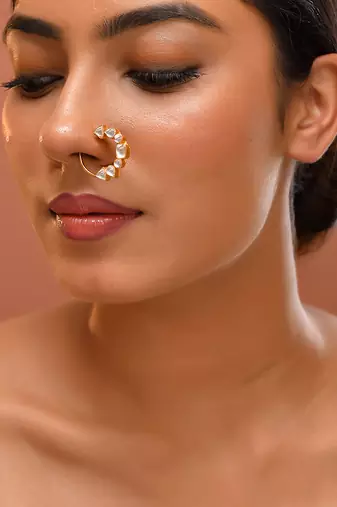 Gold plated kundan nath