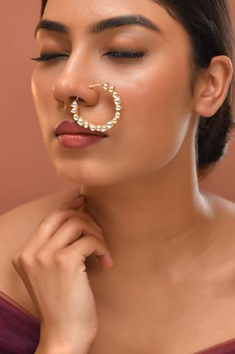 Gold plated kundan nath