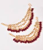 Gold plated kundan red stones earchain