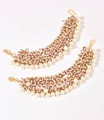 Gold plated kundan white stones earchain