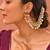 Gold plated kundan white stones earchain