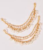 Gold plated kundan white stones earchain