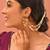 Gold plated kundan white stones earchain