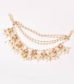 Gold plated kundan white stones earchain