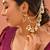 Gold plated kundan white stones earchain
