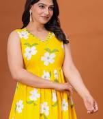 Women's Rayon Floral Printed Designer Handprinted Sleeveless Toppers, Top & Tunics