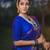 Royal blue silk blend banarasi saree with unstitched blouse piece