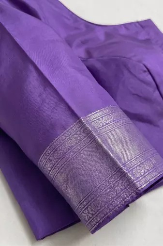 Lavender silk blend banarasi saree with unstitched blouse piece