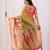 Olive printed soft lichi silk saree with zari weaving border | traditional designer saree with blouse