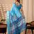 Sky blue soft lichi silk floral print saree with zari woven border | designer printed saree with blouse