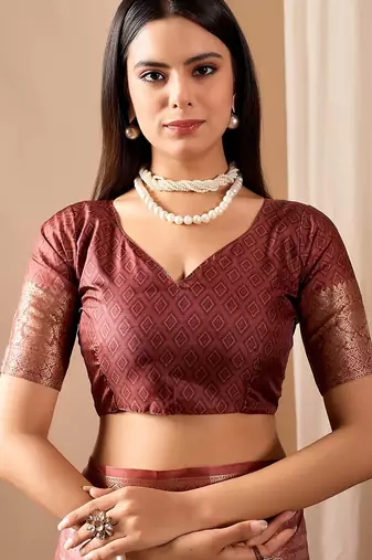 Dusty rose soft lichi silk printed saree with patola motifs & woven border | traditional patola saree with blouse