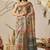 Soft beige printed linen cotton saree with floral & patola design | designer contrast border saree with blouse