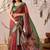 Maroon linen cotton printed saree with traditional weaving design & contrast border – with blouse