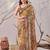 Beige linen cotton digital print floral saree with matching printed blouse – designer printed sarees collection