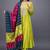 Elegant lime green chanderi kurta set with embroidered neck and contrast dupatta festive wear