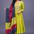 Elegant lime green chanderi kurta set with embroidered neck and contrast dupatta festive wear