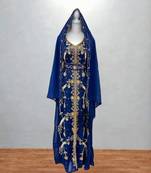 Royal Blue Embroidered Kaftan with Dupatta