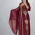 Maroon Embroidered Kaftan Dress with Dupatta