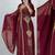 Maroon Embroidered Kaftan Dress with Dupatta