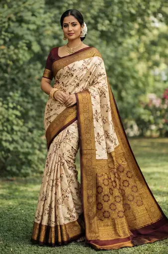 Banarasi Soft Silk Maroon & Gold Zari Woven Saree With blouse Set