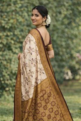 Banarasi Soft Silk Maroon & Gold Zari Woven Saree With blouse Set 2